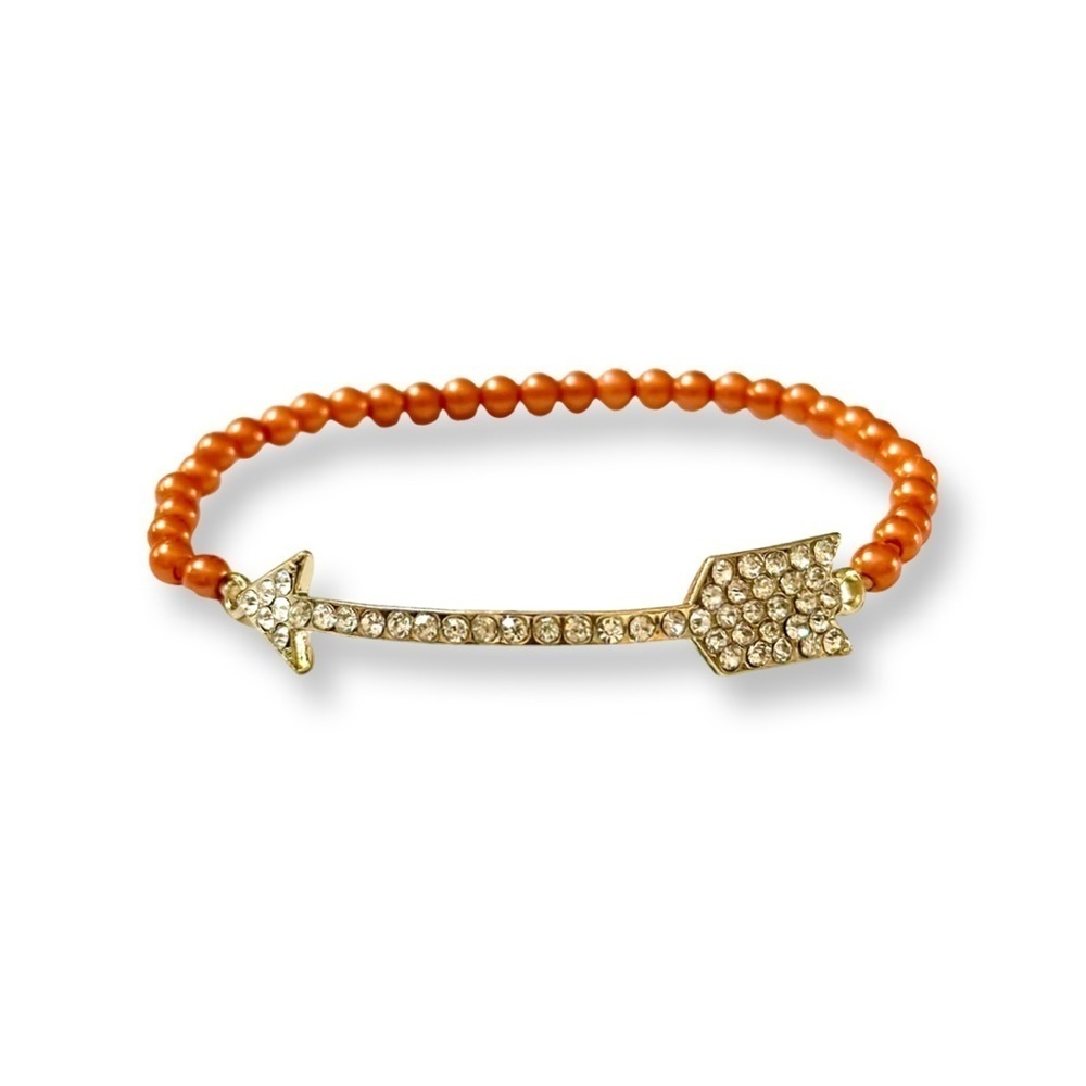 ⭐️ 5 for $25 Silver Tone Rust Orange Arrow Stretchy Bracelet